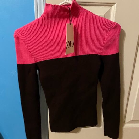 Zara Two-Tone Knit Turtleneck - Picture 2 of 2